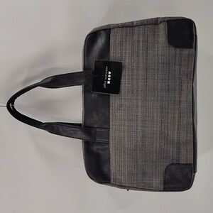 New John Varvatos Duffel Travel Bag Black And Gray Zip Top Double Handles